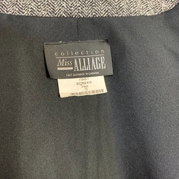 Vintage Pant Suit Tweed Herringbone Faux Fur Collar Blazer High Rise 2 Piece Set - Picture 7 of 16